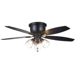 Stoneridge 52 in. Matte Black Hugger LED Ceiling Fan with Light Kit