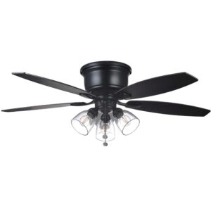 Stoneridge 52 in. Matte Black Hugger LED Ceiling Fan with Light Kit