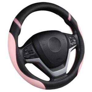 Steering Wheel Cover for Women Leather Universal Steering Wheel Covers for Car 15 inch (Pink)