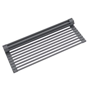 kraus krm-11dg multipurpose over sink roll-up dish drying rack, dark grey