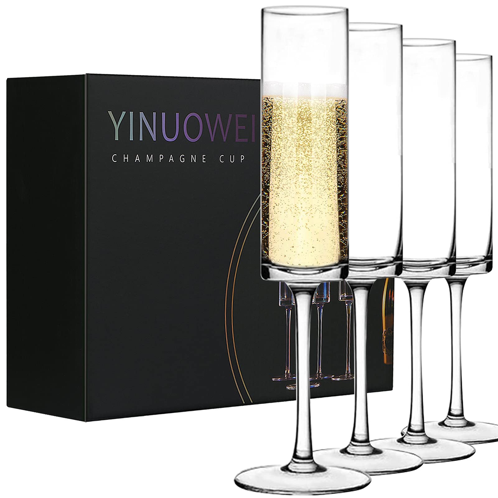 Champagne Flute Elegant Hand Blown Wedding Champagne Flutes Glasses Lead-free 4/pack