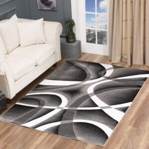 Glory Rugs Modern Large Area Rug 8x10 Gray Swirls Carpet Bedroom Living Room Contemporary Dining Accent Sevilla 4816