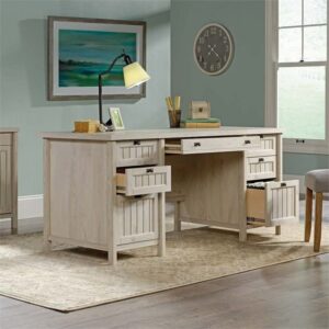 Home Square 2 Piece Home Office Furniture Set Executive Desk and Lateral File Set in Chalked Chestnut