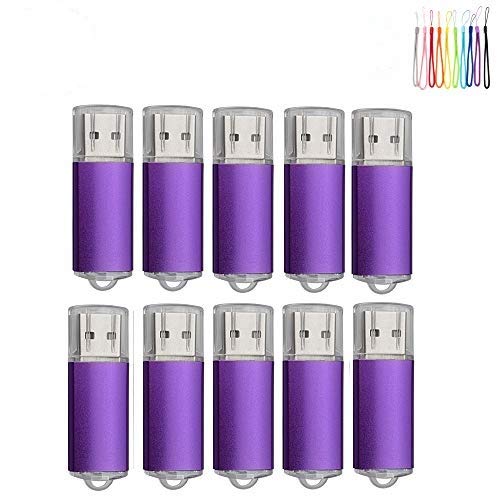 10PCS 2.0/3.0 USB Flash Drive Pen Drive Memory Stick Thumb Stick Pen Black (2.0/1GB, Purple)