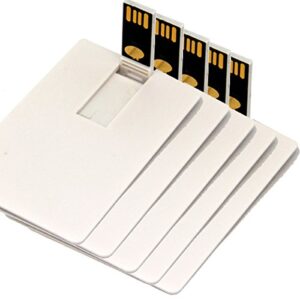 credit card usb flash drive blank diy memory stick wholesale bulk pack 5 (64gb, white)