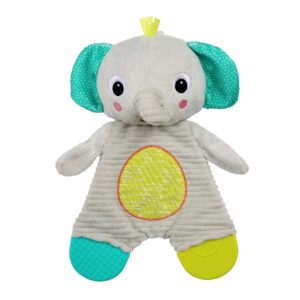 bright starts snuggle & teethe bpa-free crinkle teething plush baby toy - elephant