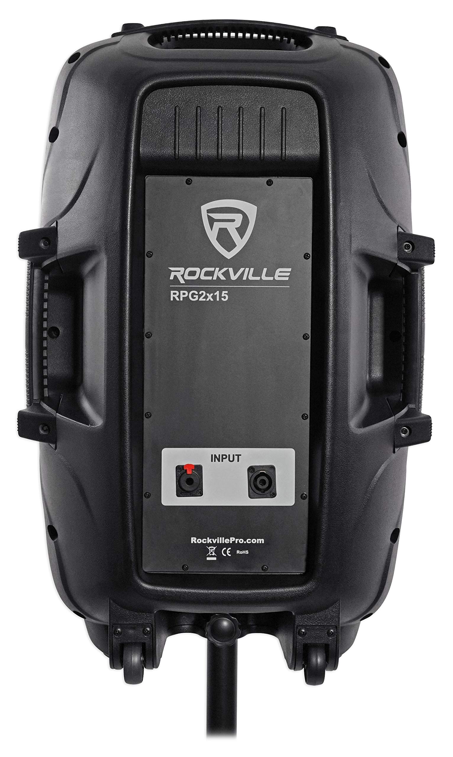 Rockville RPG2X15 Powered Bluetooth Mixer+(2) 15" Speakers+Stands+Wireless Mics