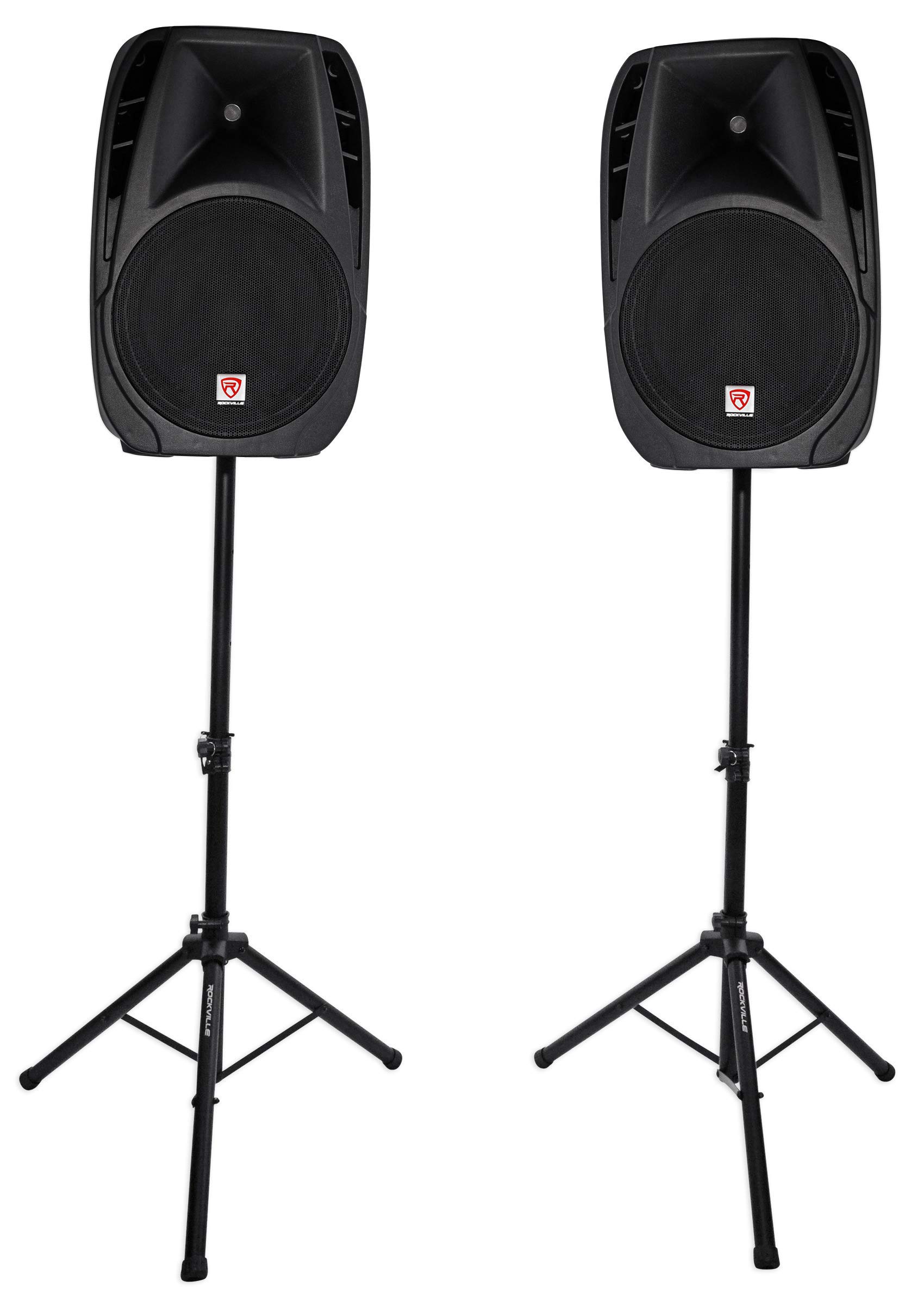 Rockville RPG2X15 Powered Bluetooth Mixer+(2) 15" Speakers+Stands+Wireless Mics