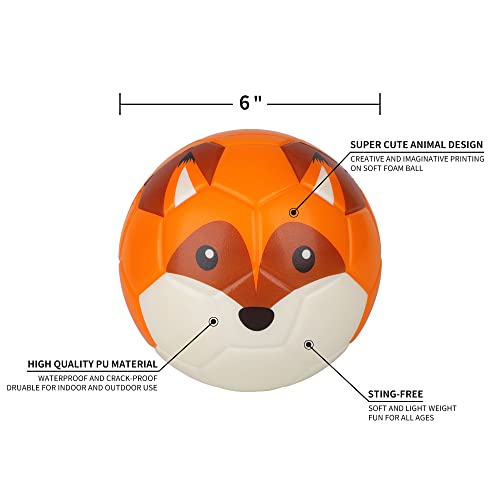 BORPEIN Pro Mini Soccer Ball,6 Inch Animal Style Foam Ball for Kids, Soft,Environmental Protection Material (Fox)