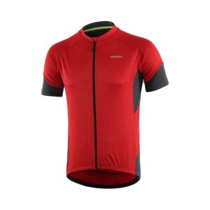 bergrisar men's basic cycling jerseys short sleeves mountain bike bicycle shirt zipper pockets red size xx-large