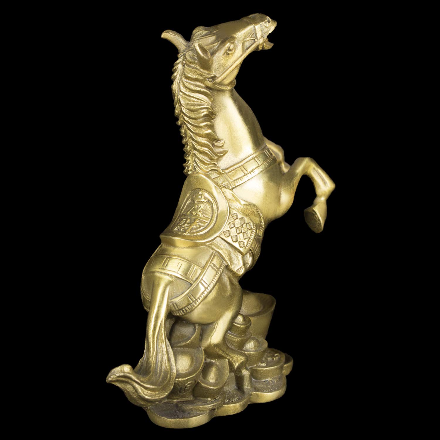 OHAYA Fengshui Brass Rich Horse Standing Statue Wealth Horse Stallion Loving/Playing Handmade Art Figurine Sculpture Home Decor Collectible Gift