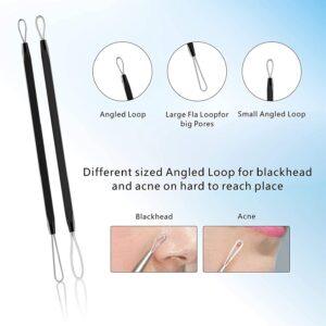 Pimple Popper Tool Kit 11 Pcs, Ybaoo Blackhead Remover Pimple Extractor Tools with Metal Case for Quick and Easy Removal of Blackheads,Pimples,Whiteheads,Zit Popper,Forehead,Facial and Nose (Black)