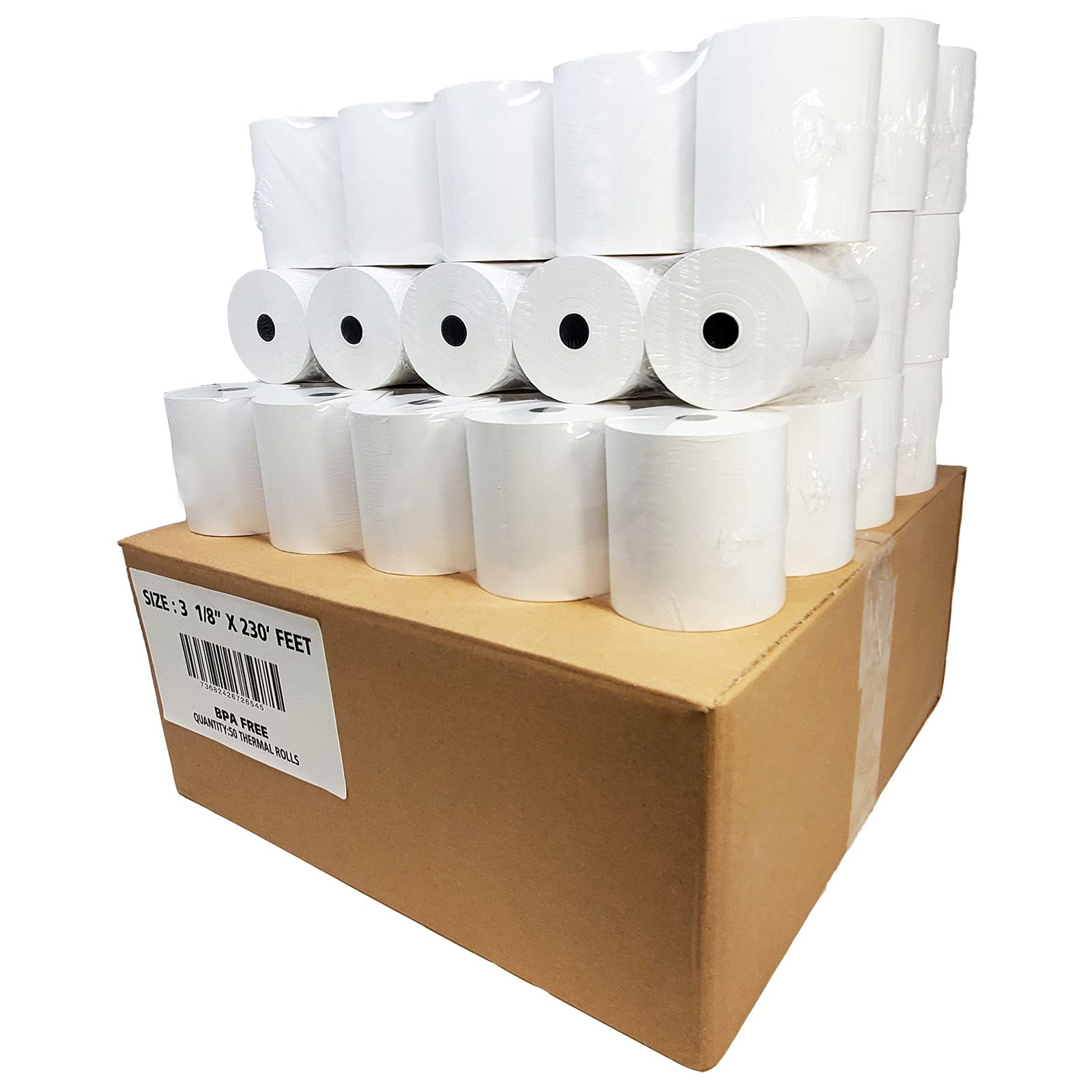 55GSM - Shrink Wrap 3 1/8 x230 Feet Clover Station Thermal Paper Rolls (1 CASE - 50 ROLLS) BPA Free M129C, M244a, M129 Star tsp100 Receipt Printer Paper from Nayelish