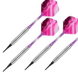 sanfeng Soft Tip Darts Set for Electronic Dart Board - 16g Darts Barrel Plastic Tip with 50 Rubber O-Rings + 6 Shafts + Extra 50 Replacement Soft Tips Accessories