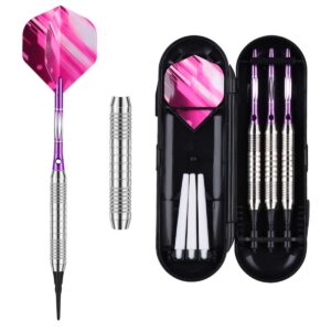 sanfeng Soft Tip Darts Set for Electronic Dart Board - 16g Darts Barrel Plastic Tip with 50 Rubber O-Rings + 6 Shafts + Extra 50 Replacement Soft Tips Accessories