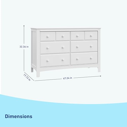 Graco Benton 6 Drawer Double Dresser (White) – Easy New Assembly Process, Universal Design, Durable Steel Hardware and Euro-Glide Drawers with Safety Stops, Coordinates with Any Nursery