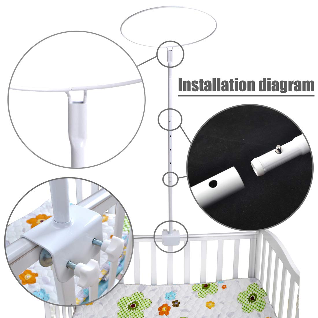 Dingtuo Mosquito Net Stand Holder Clip-On Bracket for Crib Cot Bed