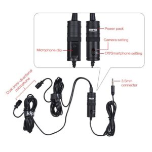 BOYA Dual-Head Lavalier Microphone for Smartphone PC Camera, 157''/4m Lapel Universal Mic with 1/8 Plug Adapter for iPhone X 8 7 Samsung Canon Nikon DSLR Camcorders Audio Recorder Vlog Poscast