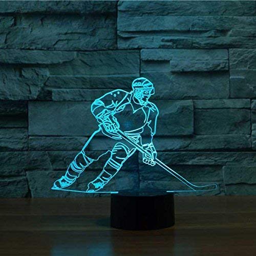 Ticent Hockey Night Light, Hockey Player 3D Lamp Lighting for Kids 7 LED Color Changing Touch Table Desk Lamps Cool Toys Gifts Birthday Xmas Decoration for Sports Hockey Fan