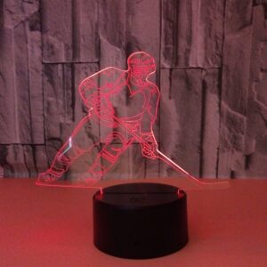 Ticent Hockey Night Light, Hockey Player 3D Lamp Lighting for Kids 7 LED Color Changing Touch Table Desk Lamps Cool Toys Gifts Birthday Xmas Decoration for Sports Hockey Fan