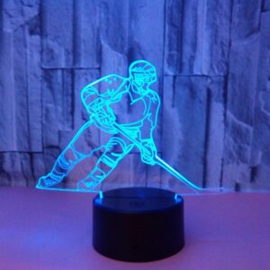Ticent Hockey Night Light, Hockey Player 3D Lamp Lighting for Kids 7 LED Color Changing Touch Table Desk Lamps Cool Toys Gifts Birthday Xmas Decoration for Sports Hockey Fan