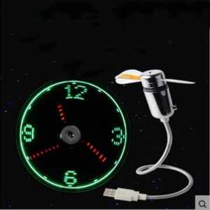 'Kbinter USB LED Clock Fan 90mm USB-Powered Portable Mobile USB Fan with Clock, LED Light Display Time, Mini Gooseneck Fan for Laptop Office Home Travel