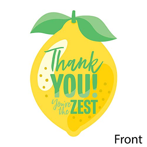 Big Dot of Happiness So Fresh - Lemon Shaped Citrus Party Thank You Note Cards with Envelopes - Set of 12