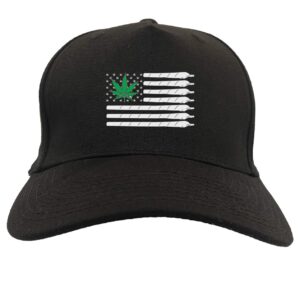 marijuana american flag - weed pot leaf 5-panel snapback hat (black)