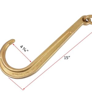 Mytee Products 2 Pack 5/16" x6' Leg G70 15" Long Shank J Hook Tow Chain w/RTJ Cluster Hook & Grab Hook - 4700 lbs WLL Heavy Duty Transport Truck Chain for Car Wrecker Recovery - Towing Equipment