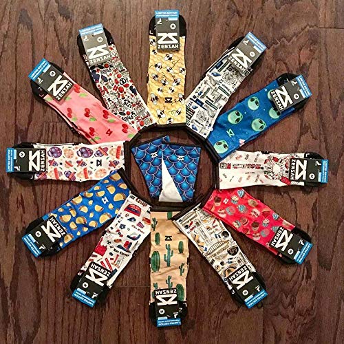 Zensah Limited Edition Running Socks - Anti-Blister Comfortable Mini-Crew Sport Socks, Moisture Wicking (Large, Tropical Palm Trees)