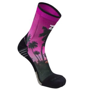 Zensah Limited Edition Running Socks - Anti-Blister Comfortable Mini-Crew Sport Socks, Moisture Wicking (Large, Tropical Palm Trees)