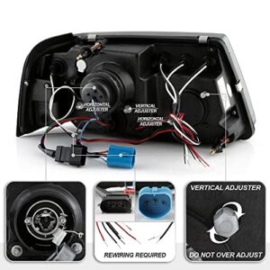 ACANII - For 2001-2011 Ford Ranger LED Halo Black Smoked Projector Headlights w/Corner Headlamps, Driver & Passenger