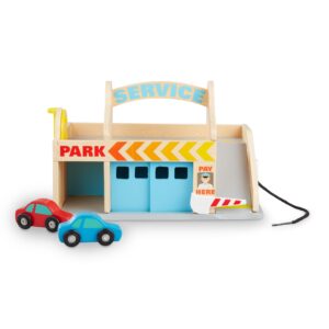 Melissa & Doug Service Station Parking Garage With 2 Wooden Cars and Drive-Thru Car Wash (SIOC)