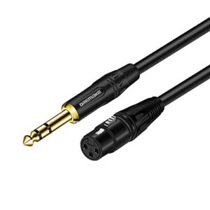 dremake balanced cable 20 foot trs 6.35mm (1/4 inch) male to xlr female mic cable for amplifier, speakers - black