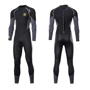 zcco ultra stretch 3mm neoprene wetsuit, back zip full body diving suit, one piece for men-snorkeling, scuba diving swimming, surfing