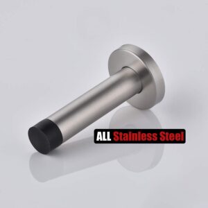 JQK Door Stopper, 304 Stainless Steel Thicken 1mm Sound Dampening Door Stop Bumper Wall Protetor 2 Pack, Brushed, DSB5-BN-P2