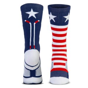 ChalkTalkSPORTS Hockey Woven Mid-Calf Socks | USA | Red & White & Blue