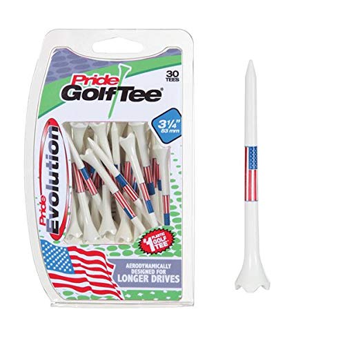 Pride Performance Professional Tee System Evolution 3-1/4 Inch Plastic Golf Tees (30 American Flag 3 1/4" Tees)