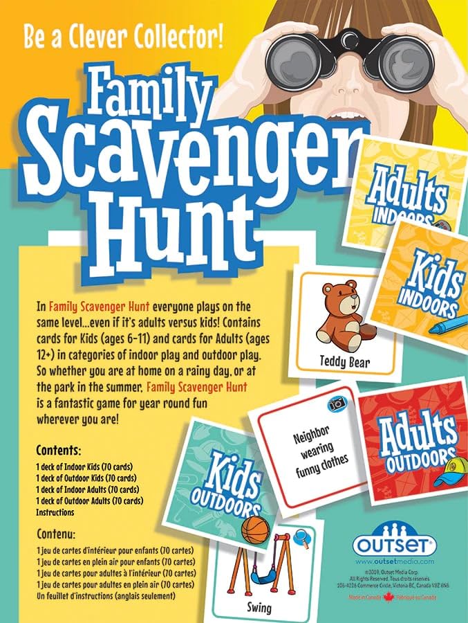 Family Scavenger Hunt, Indoor Outdoor Game, 280 Cards, Ages 6+.