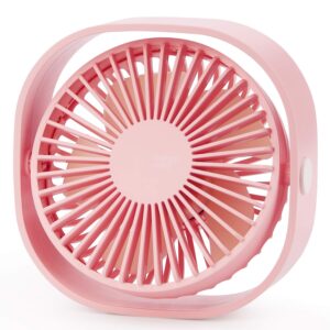 warrita usb table fan portable mini personal desk fan with 360 rotation and adjustable 3 speed for office, travel-pink