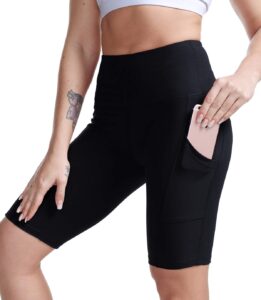 tyuio high waist workout yoga shorts women running biker shorts with pockets black xl