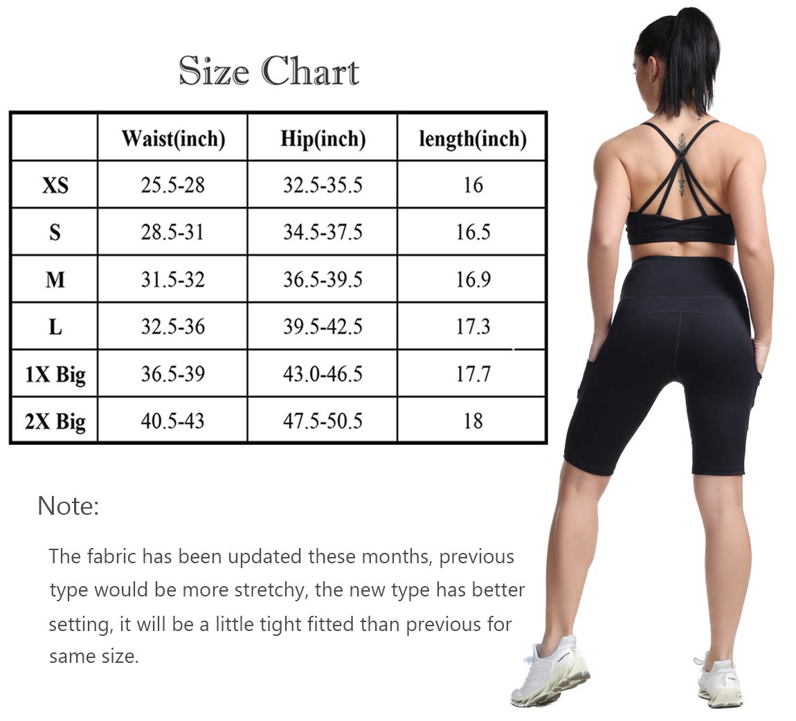 TYUIO High Waist Workout Yoga Shorts Women Running Biker Shorts with Pockets Black XL