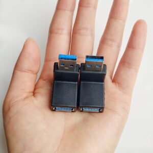 USB 3.0 Male to Female Right Angle Adapter, 90 Degree, USB Upward and Downward Connector