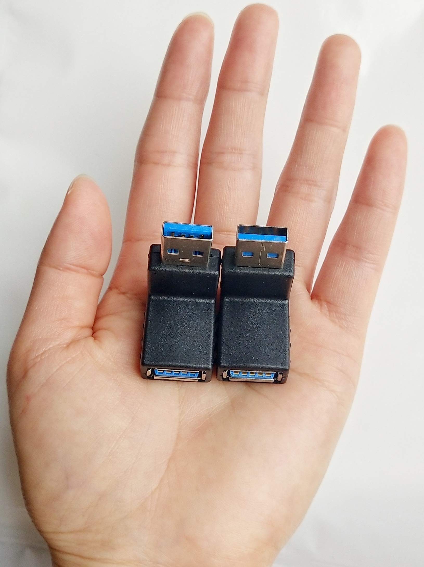 USB 3.0 Male to Female Right Angle Adapter, 90 Degree, USB Upward and Downward Connector