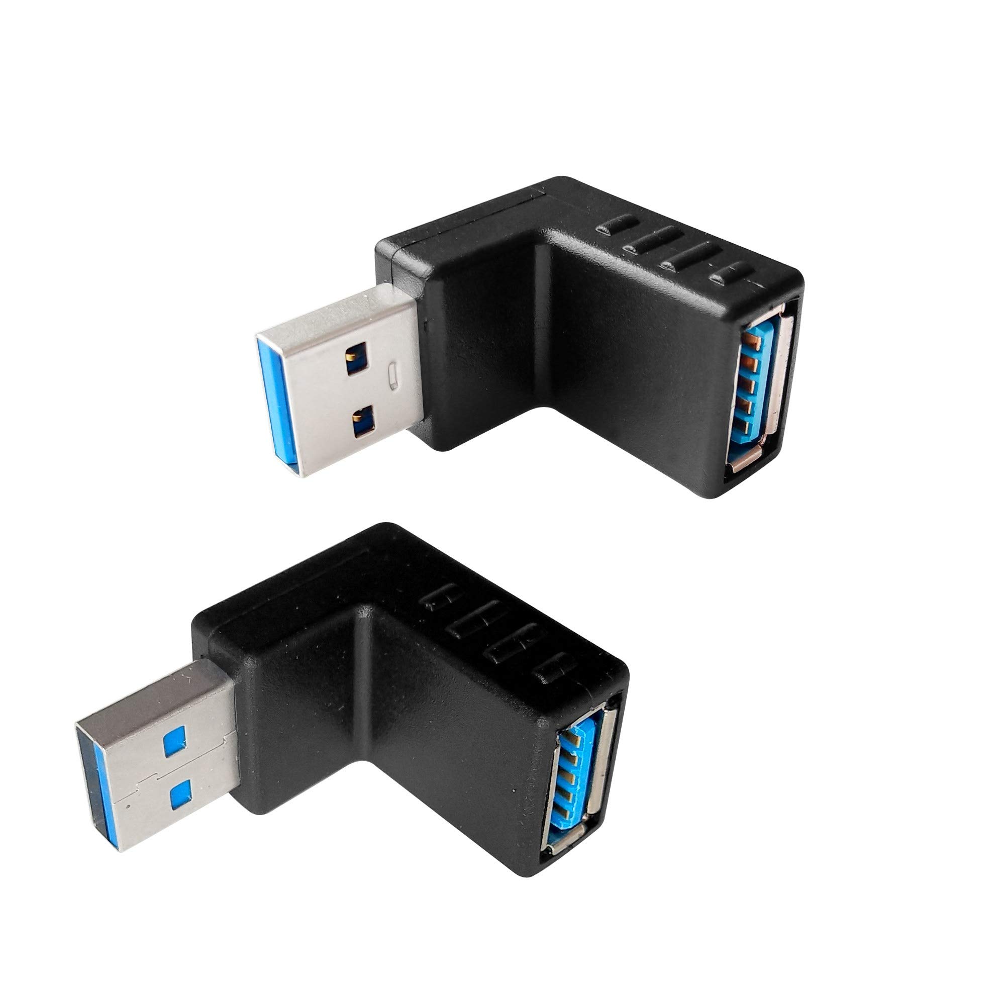 USB 3.0 Male to Female Right Angle Adapter, 90 Degree, USB Upward and Downward Connector