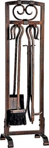 rocky mountain goods fireplace tool set - brush, poker, shovel, tongs, stand - heavy duty steel construction (antique bronze)