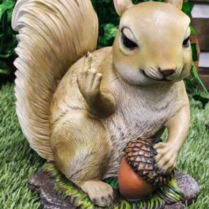 Ebros Gift Large Rude Squirrel Pointing Middle Finger with Acorn Nutty Welcome Guest Greeter Statue 10" Tall Whimsical Woodlands Funny Animal Squirrels Chipmunks Flipping Off Home Decor Figurine