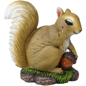 Ebros Gift Large Rude Squirrel Pointing Middle Finger with Acorn Nutty Welcome Guest Greeter Statue 10" Tall Whimsical Woodlands Funny Animal Squirrels Chipmunks Flipping Off Home Decor Figurine