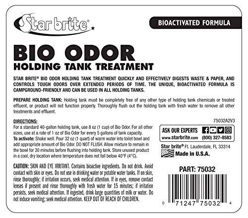 STAR BRITE Bio Odor Holding Tank Treatment - 32 OZ (075032) , Green