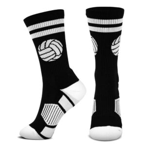 ChalkTalkSPORTS Volleyball Woven Mid-Calf Socks | Classic Ball | Black & White